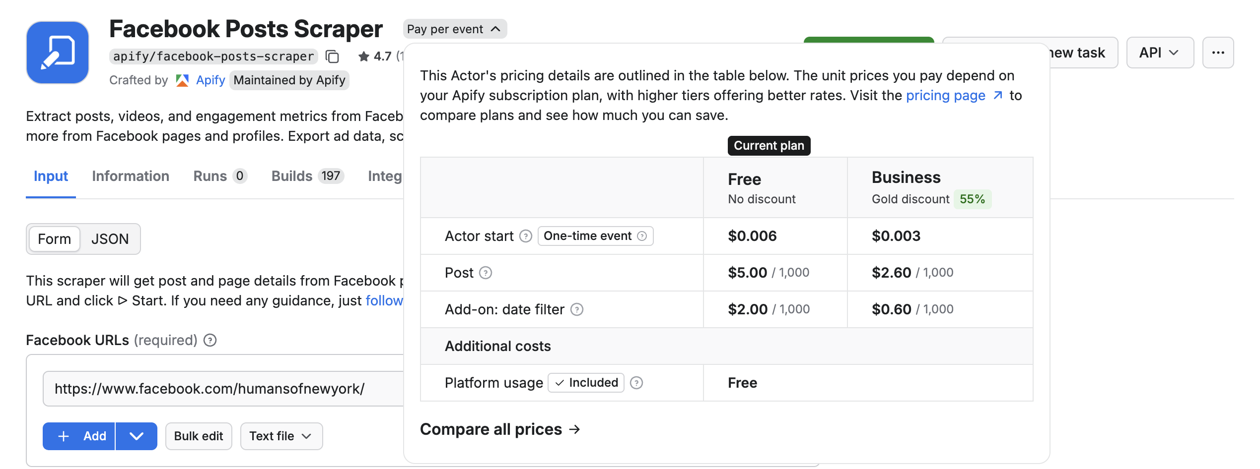 Example pay per event Actor
